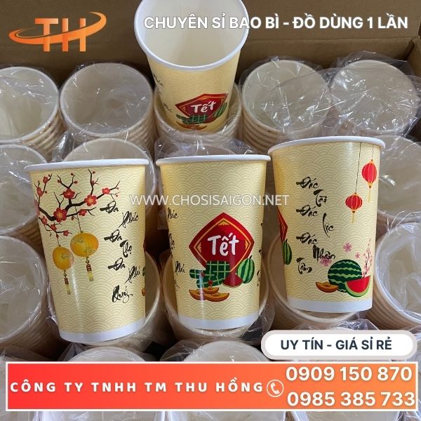 Ly giấy Tết cho quán cafe, trà sữa giá rẻ, an toàn