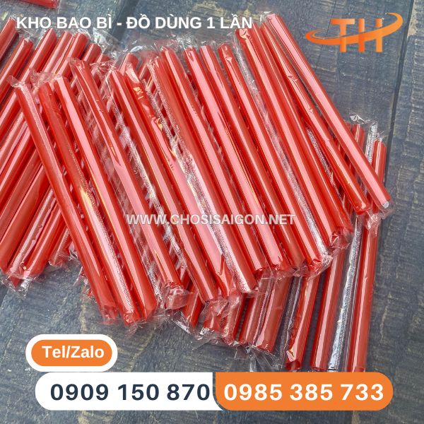 Ống hút nhựa cam bọc màng phi 12 mua sỉ giá rẻ