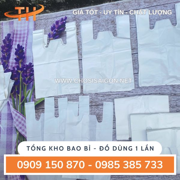 Túi nilon 2 quai trắng sữa bền, tốt, chắc chắn