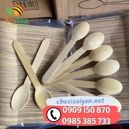 Muỗng gỗ dài dùng 1 lần ăn cơm bỏ sỉ giá rẻ