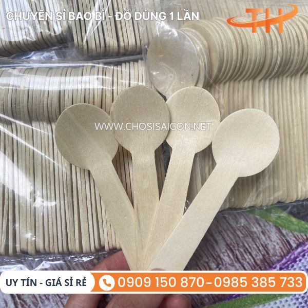 Muỗng gỗ sữa chua cao cấp, phân hủy tốt