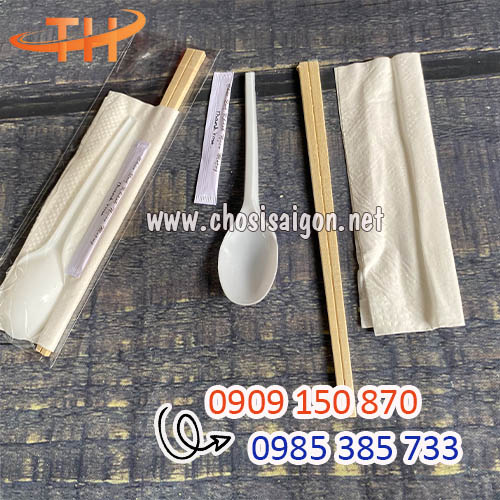 Combo 4 trong 1 muỗng, đũa, tăm, giấy ăn giá xưởng rẻ