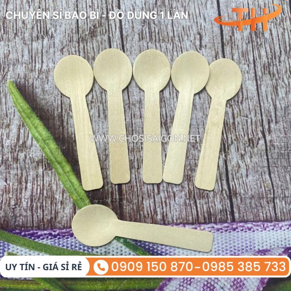 Muỗng gỗ tròn 10.5cm dùng 1 lần