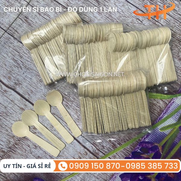 Muỗng, thìa gỗ 10.5cm ăn kem, sữa chua, bánh flan, panna cotta