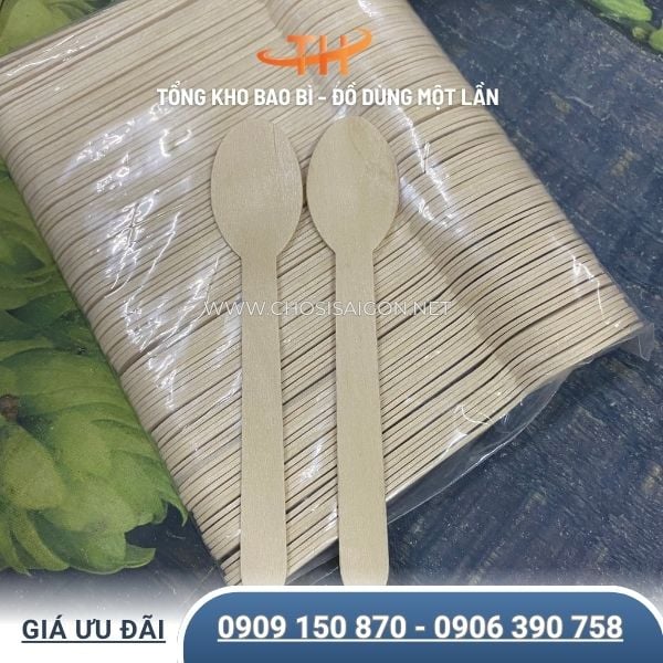 Muỗng gỗ dài 16cm cao cấp, chất lượng tốt sẵn kho giá sỉ rẻ