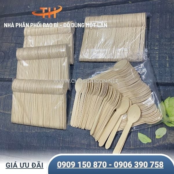Muỗng gỗ 16cm cao cấp, thân thiện môi trường