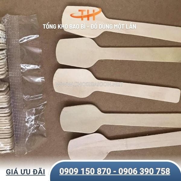 Muỗng gỗ 9.5cm dùng 1 lần an toàn, tiện lợi sỉ rẻ