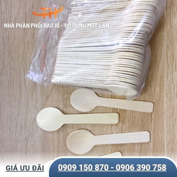 Muỗng gỗ nhỏ dùng 1 lần 9.5cm