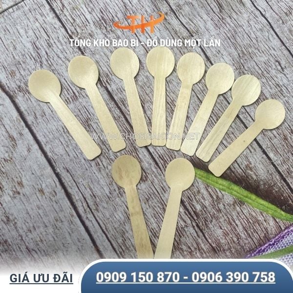 Muỗng gỗ 10.5cm thân thiện môi trường sỉ rẻ giao nhanh