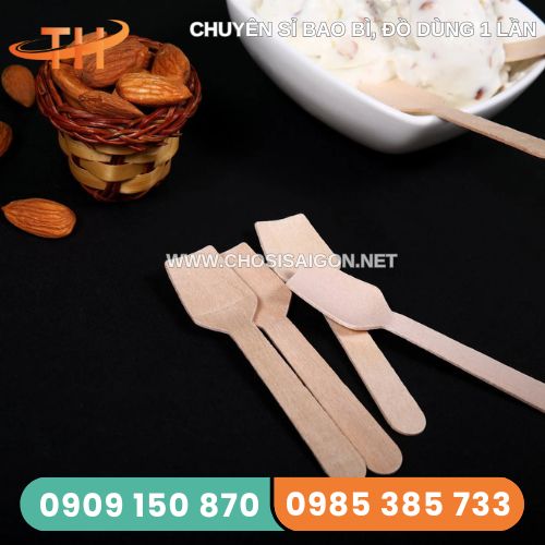 Muỗng gỗ nhỏ ăn kem 9.5cm