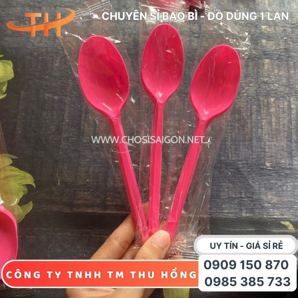 Muỗng nhựa 15cm bọc màng giá sỉ