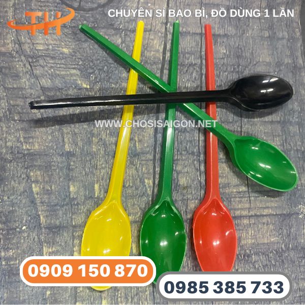 Muỗng nhựa trà sữa đủ màu 20cm giá sỉ rẻ