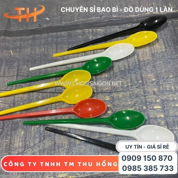 Muỗng nhựa trà sữa 20cm đủ màu