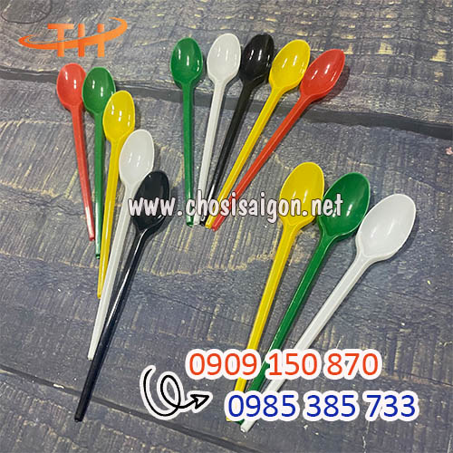 Thìa, muỗng nhựa 20cm đủ màu sẵn kho sỉ rẻ