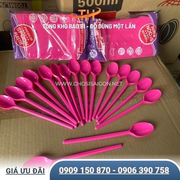 Muỗng nhựa trà sữa 20cm dài tiện dụng