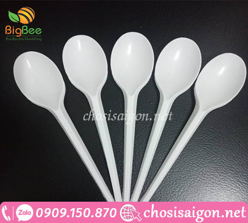 Muỗng nhựa trắng đục giá rẻ cho đại lý