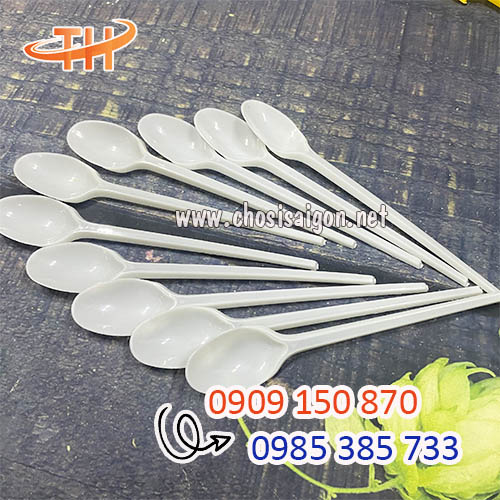 Muỗng nhựa trắng ăn cơm, trà sữa giá gốc rẻ tại HCM