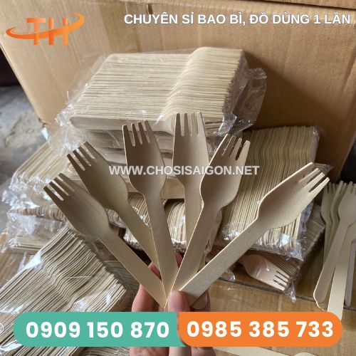 Nĩa gỗ 16cm dùng 1 lần
