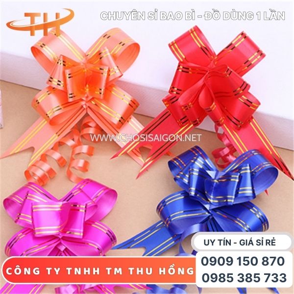 Nơ rút đủ màu gắn giỏ quà, hộp quà giá ưu đãi