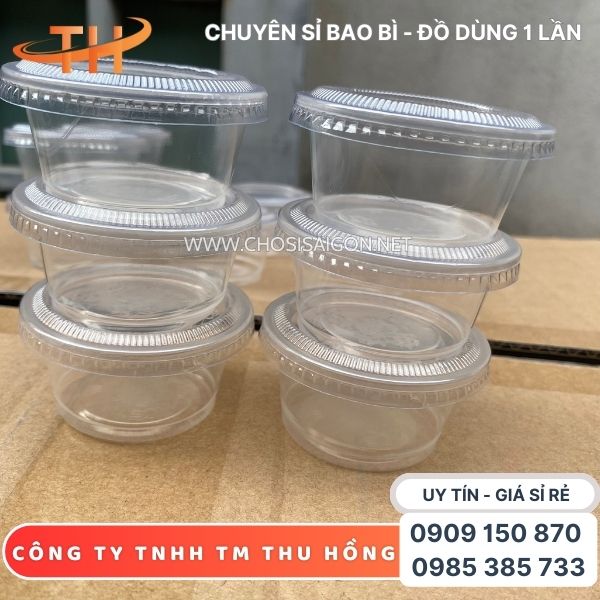 Hũ nhựa đựng nước chấm, nước sốt nắp rời 2oz