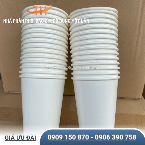Ly giấy trắng 14oz (360ml) an toàn, thân thiện môi trường