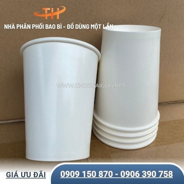 Ly giấy trắng 14oz dùng 1 lần