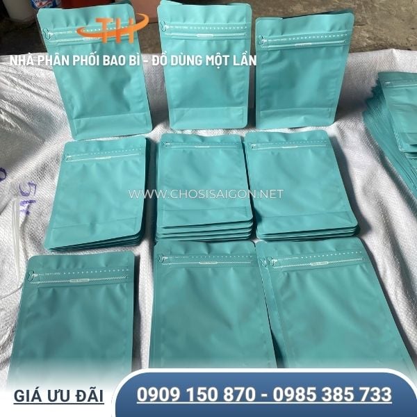 Túi zip 8 cạnh màu xanh ngọc đựng thực phẩm, tinh bột