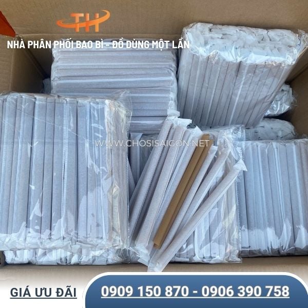 Ống hút bã mía phi 12 bọc màng
