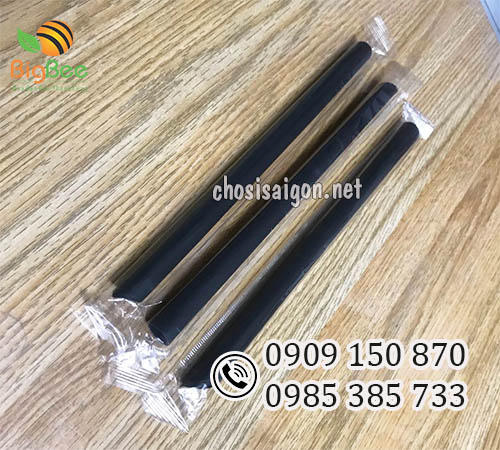 Ống hút nhựa phi 12 màu đen có bọc màng bán sỉ rẻ ưu đãi