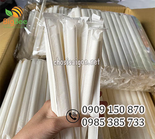 Ống hút giấy phi 6x197mm bọc màng giá tốt cho các quán nước