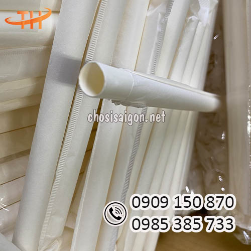 Ống hút giấy phi 12 bọc màng hút trà sữa trân châu giá rẻ