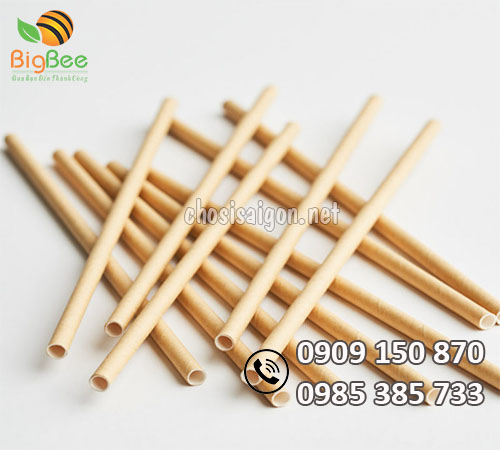 Ống hút giấy kraft màu nâu giá rẻ tại công ty Thu Hồng