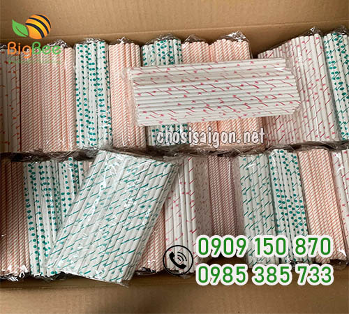 Ống hút giấy sọc màu phi 6 giá sỉ rẻ