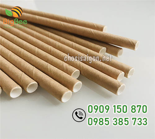 Ống hút giấy phi 12 kraft nâu hút trà sữa trân châu giá sỉ rẻ nhất TP.HCM