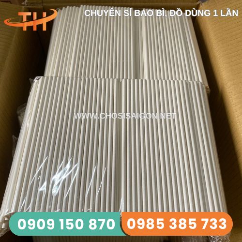 Ống hút giấy trắng trơn phi 6