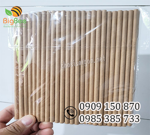 Ống hút giấy phi 6 kraft nâu uống cafe giá sỉ rẻ nhất