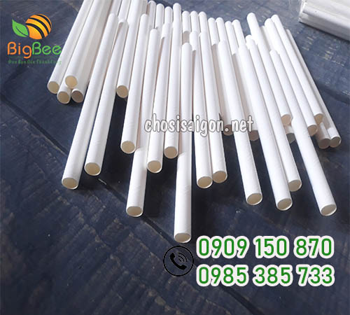 Ống hút giấy phi 6 màu trắng hút nước ngọt giá sỉ tại TP.HCM