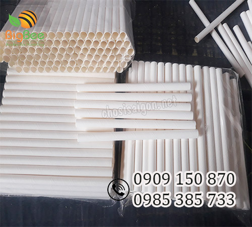 Ống hút giấy phi 8 màu trắng hút sinh tố đá xay giá sỉ rẻ nhất