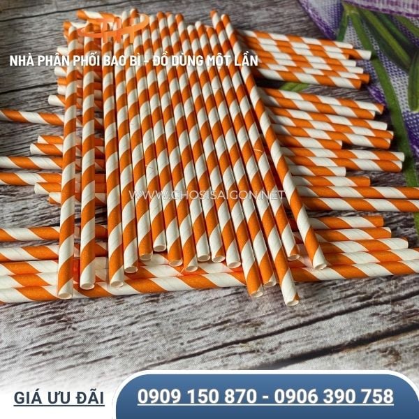 Ống hút giấy sọc màu phi 8