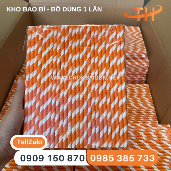 Ống hút giấy sọc cam phi 6 rẻ tốt nhất