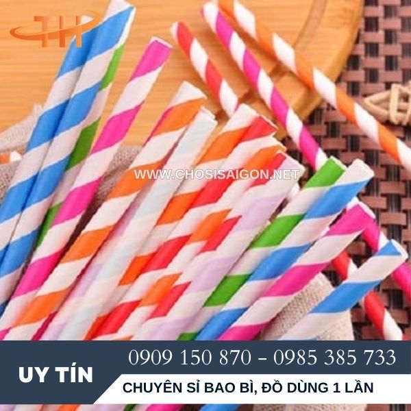 Ống hút giấy sọc đủ màu giá rẻ, uy tín