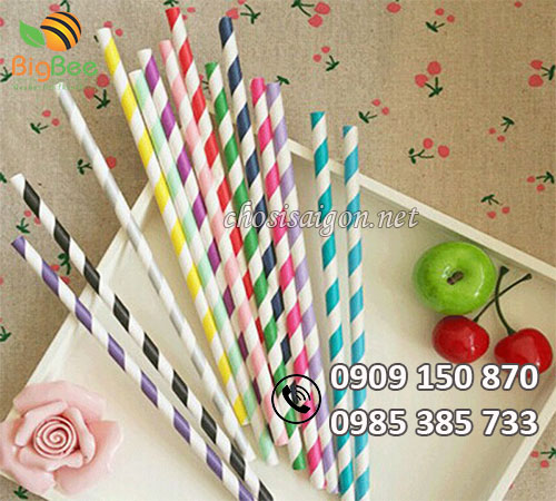 Ống hút giấy sọc hoa văn giá rẻ