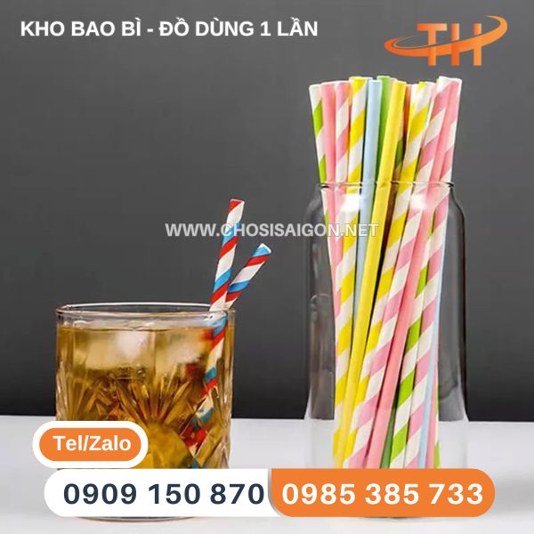 Ống hút giấy sọc đủ các màu phi 12 rẻ tốt nhất