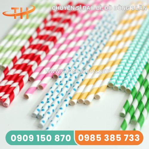 Ống hút giấy phi 8 sọc đủ các màu đẹp mắt