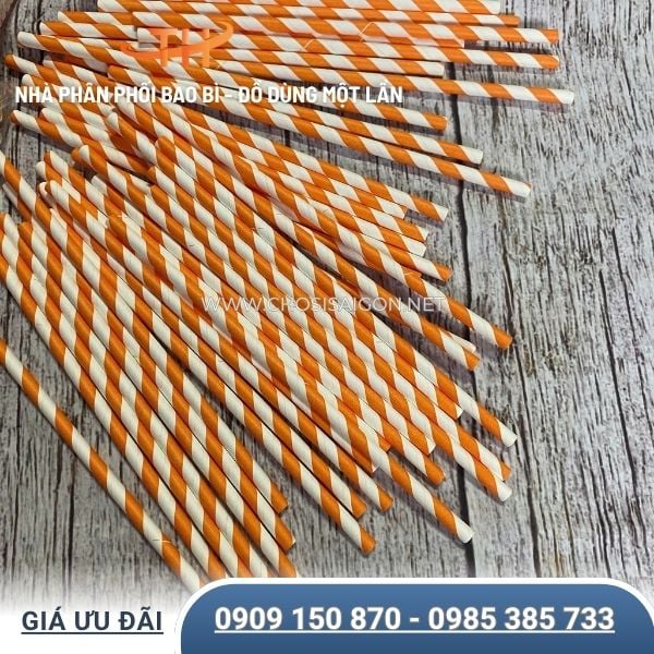 Ống hút giấy sọc màu phi 6