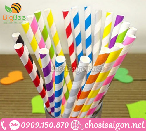 Bỏ sỉ ống hút giấy sọc nhiều màu giá rẻ tại Tp.HCM