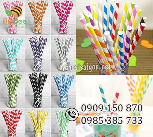 Ống hút giấy sọc nhiều màu cao cấp, chất lượng uy tín, giá rẻ