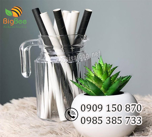 Ống hút giấy phi 12 màu trắng, đen giá sỉ rẻ nhất
