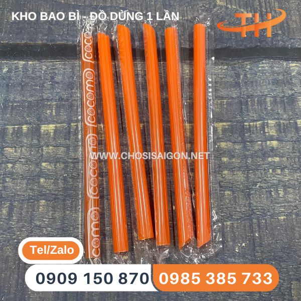 Ống hút nhựa bọc màng in logo theo yêu cầu giá rẻ cho quán nước