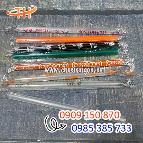 Ống hút nhựa phi 6, phi 8, phi 12 in logo giá rẻ HCM